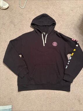 Billabong Black Hoodie with Pink Logo and Multicolor Sleeve Letters